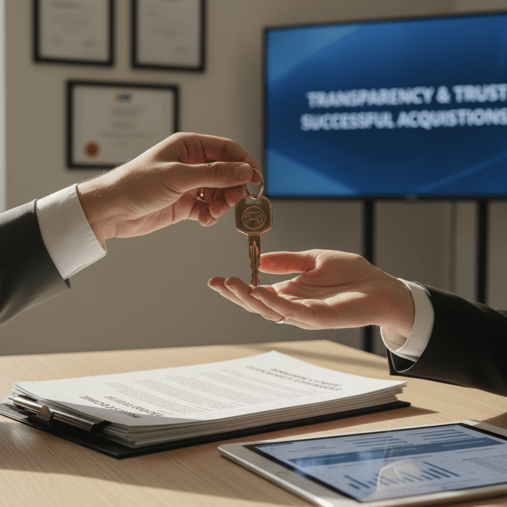 Handing over car keys during collection in London