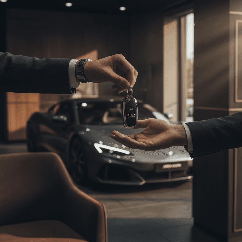 Handing keys over and receiving payment for a car